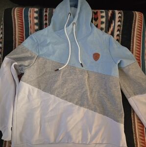 Kids Color Block Hoodie - Blue, Gray, and White
